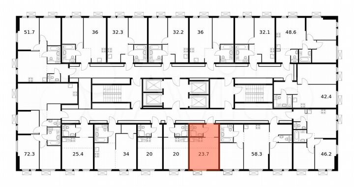 Квартира-студия, 23,7 м², 31/32 эт.