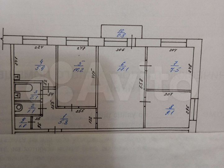 4-к. квартира, 60 м², 3/5 эт.