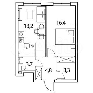 1-к. квартира, 41,4 м², 11/17 эт.