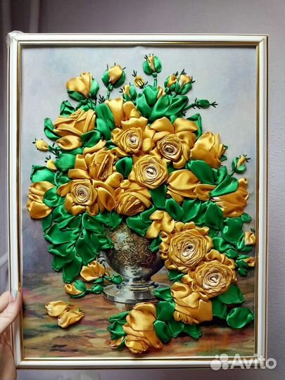 Картина из лент - цветы