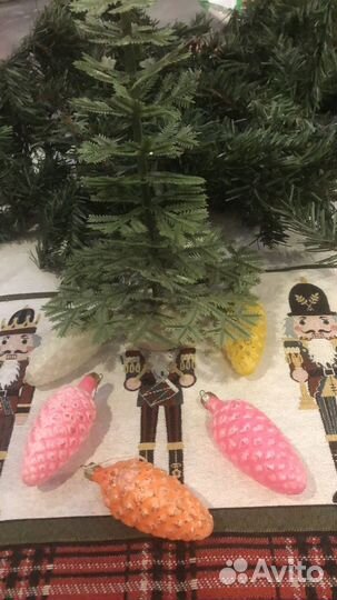 Елка мини советская, елочные игрушки советские