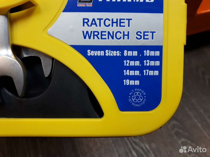 Набор трещоточных ключей 7шт 8-19мм