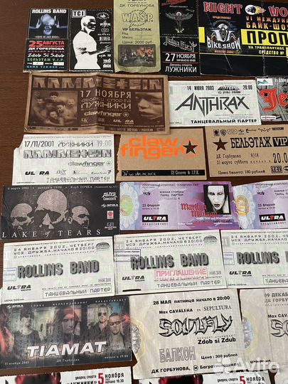 Билеты с концертов Меtаl