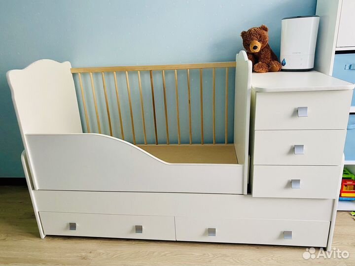 Детская кроватка трансформер с комодом