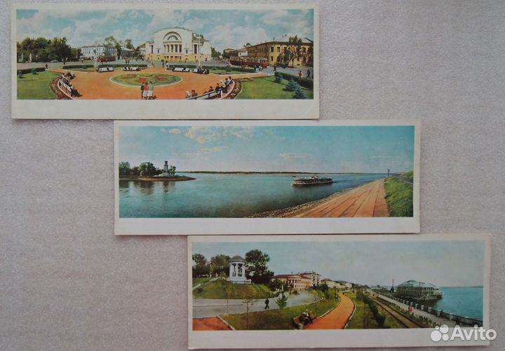 «По Волге» панорамные открытки Т. Бакмана 1966г