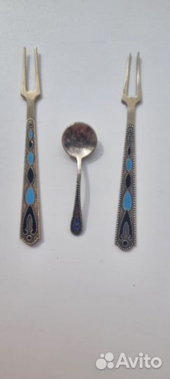 Серебряная ложечка для соли вилки для лимона СССР