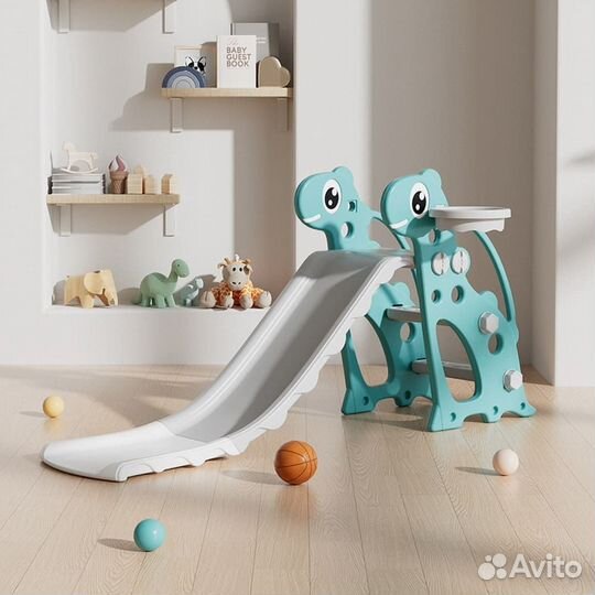 Горка Pituso «Зубастик» с баскетбольным кольцом