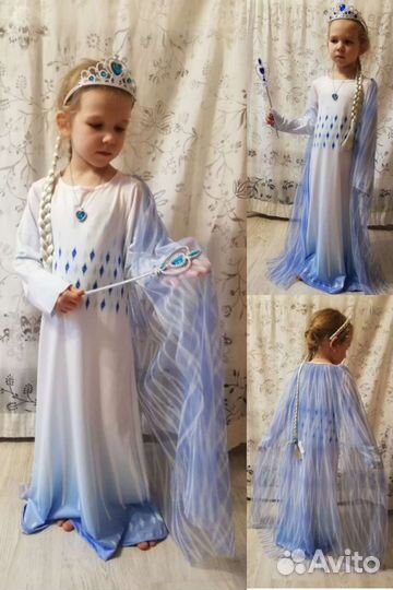 Белые платья Эльза 2, с пайетками, без пайеток, па