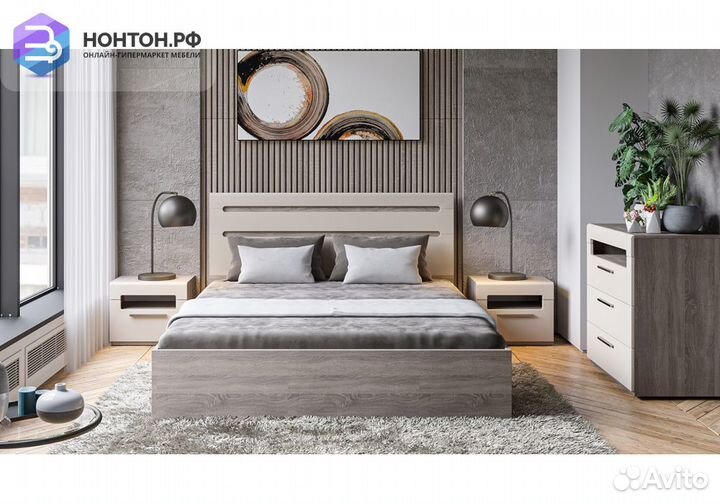 Спальный гарнитур Фьюжн №5 дуб сонома трюфель / бе