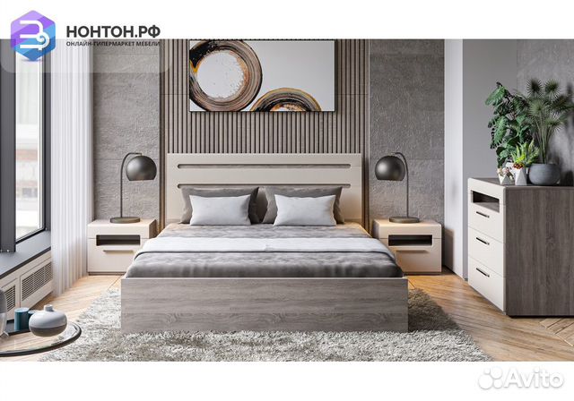 Спальный гарнитур Фьюжн №5 дуб сонома трюфель / бе