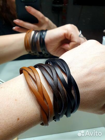 Браслет кожаный плетеный