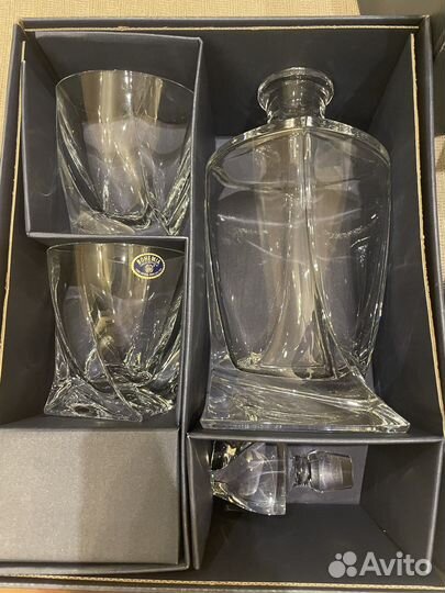 Набор бокалов для виски и штоф с крышкой bohemia