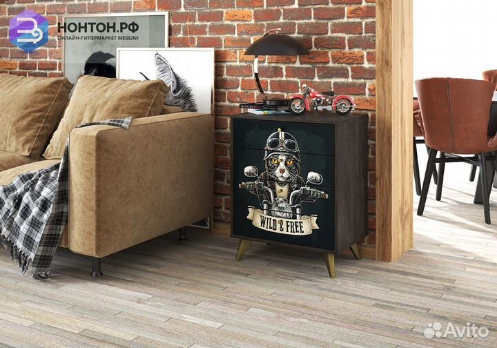 Комод Фьюжн biker cat / камень угольный