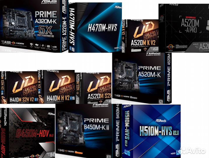 Материнские платы A320/A520/B450/X470/X410 am4
