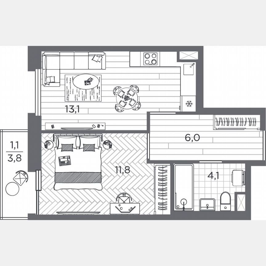 1-к. квартира, 36,1 м², 8/25 эт.