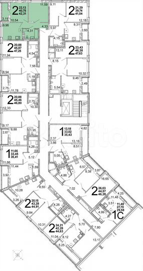 2-к. квартира, 42,3 м², 9/9 эт.