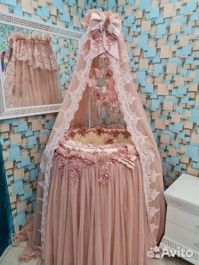 Балдахин(комплект в кроватку) со стразами