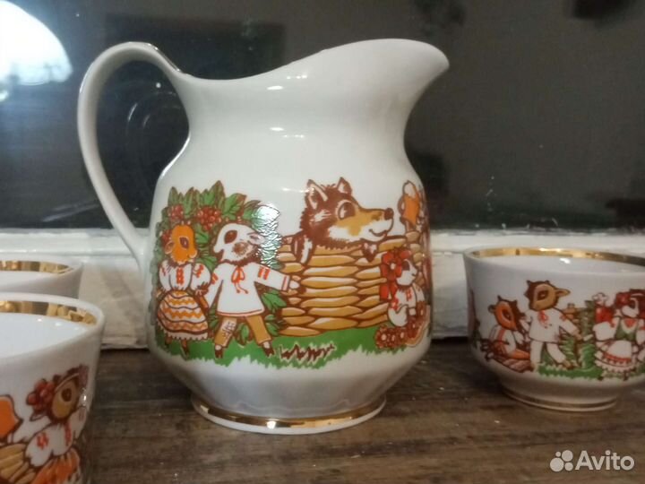 Детский фарфоровый сервиз семеро козлят