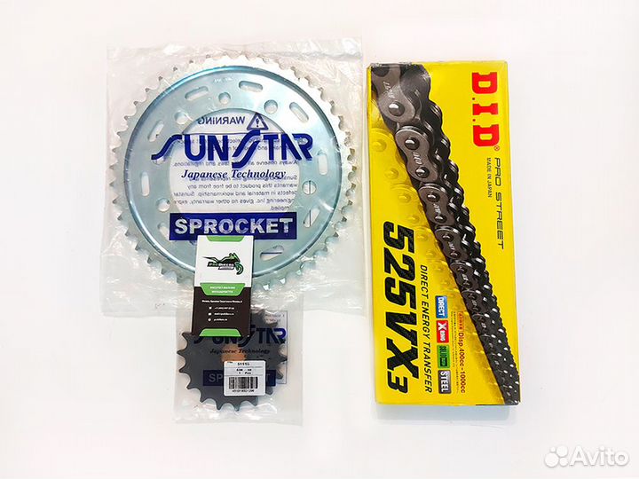 Цепь и звезды на Kawasaki ZX-6R 1998-2002