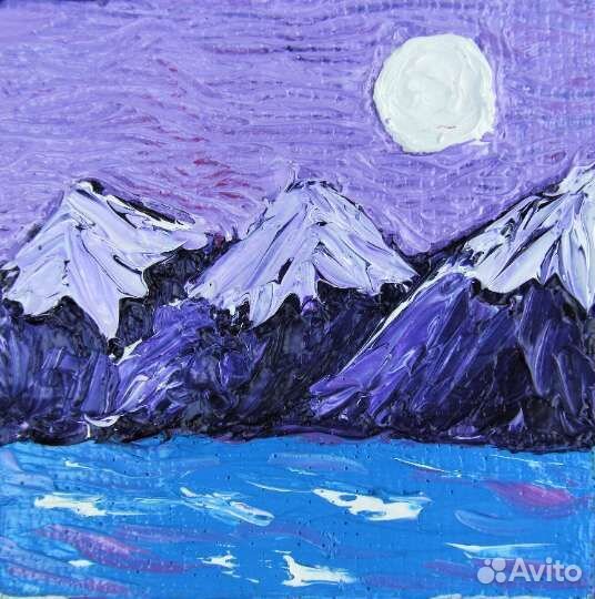 Горы абстрактная картина маслом на холсте картоне