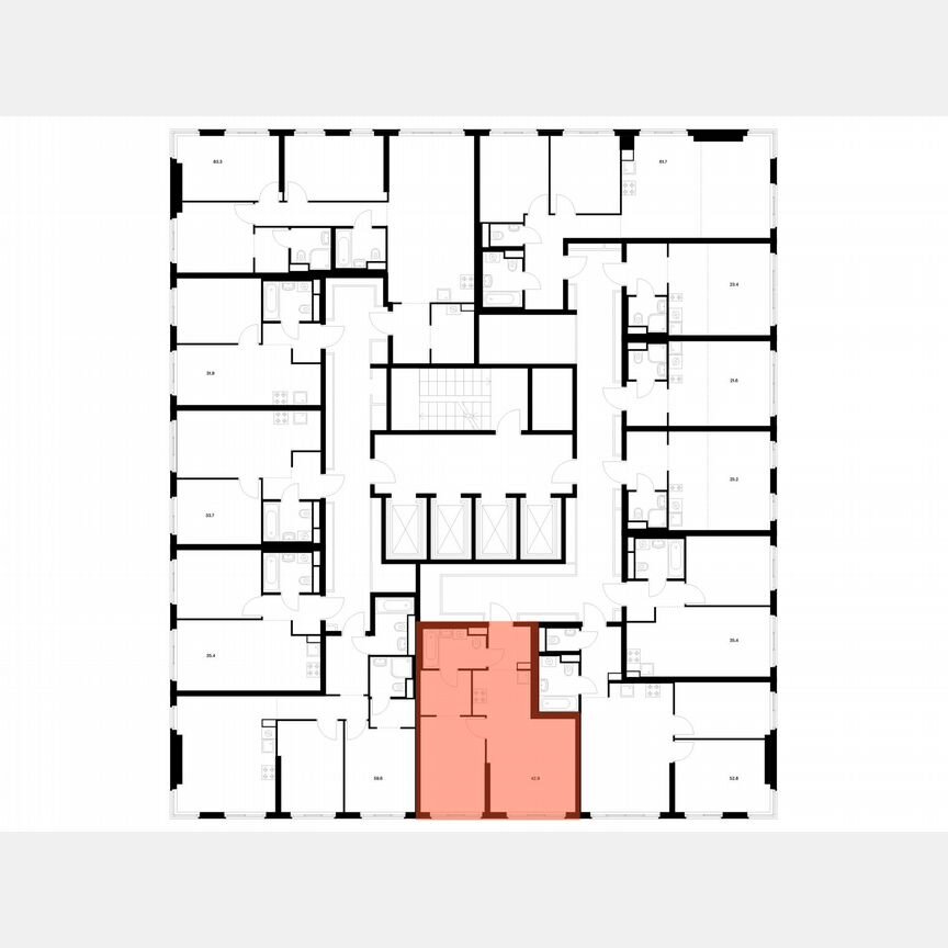 1-к. квартира, 42,9 м², 5/26 эт.
