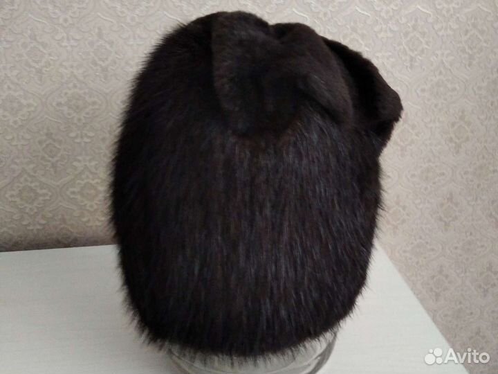 Шапка норковая вязаная женская