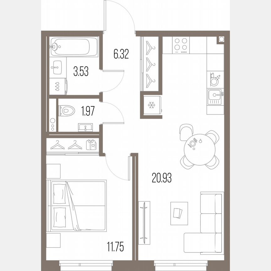 1-к. квартира, 44,5 м², 8/10 эт.