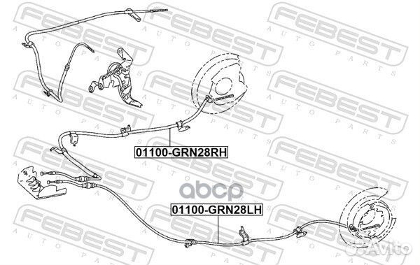 Трос ручного тормоза правый 01100GRN28RH Febest