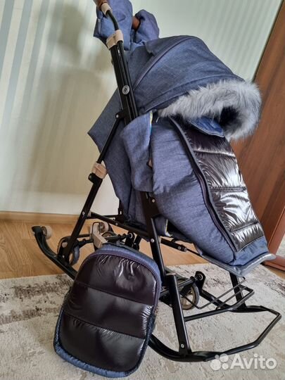 Детские санки коляска с колесами