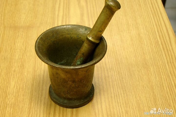 Антикварная бронзовая ступка
