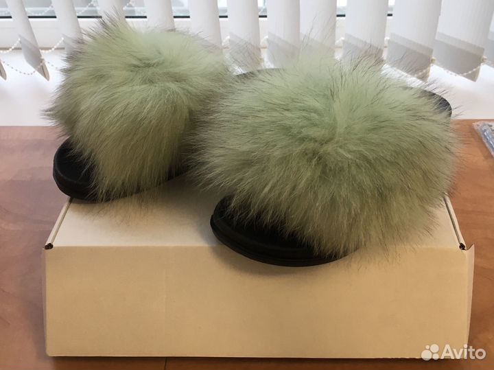 Тапочки из натурального песца, тиффани