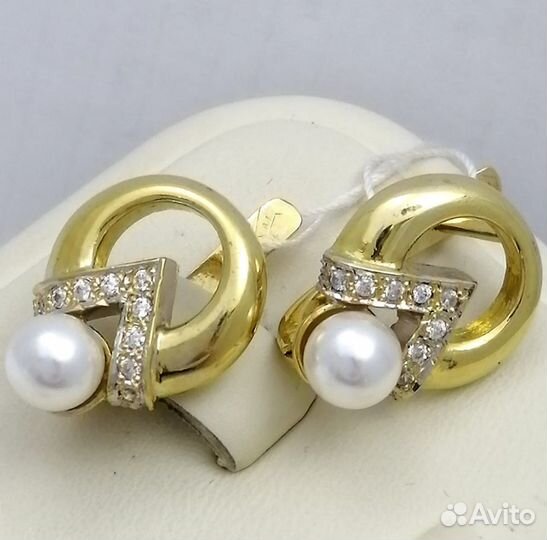 Серьги / 8,48г / Золото750 / жемчуг
