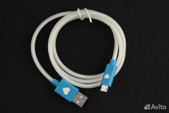 Кабель microusb 1 м, зеленая подсветка