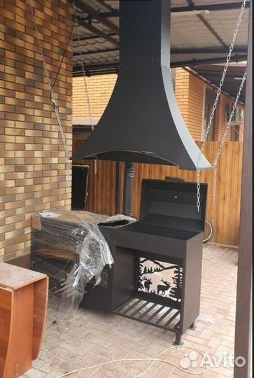 Мангал с барбекю и печкой полками без крыши