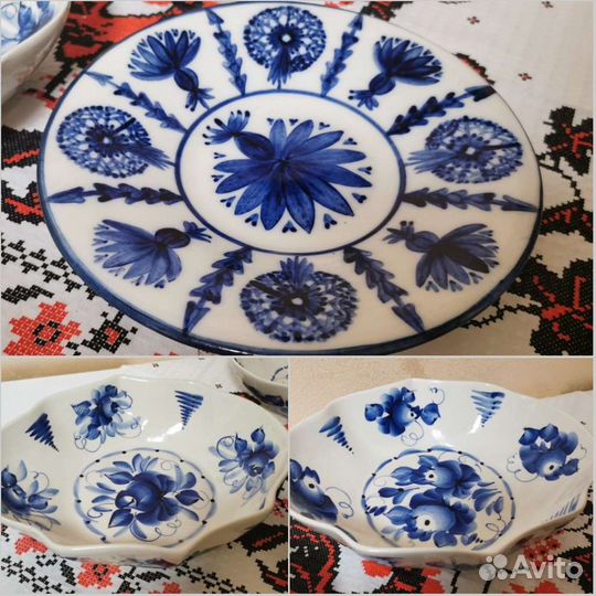 Гжель посуда, статуэтки, кобальт