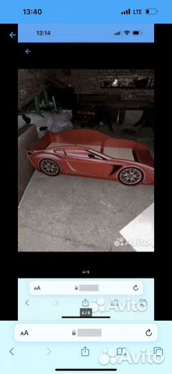 Детская кровать машинка с матрасом бу