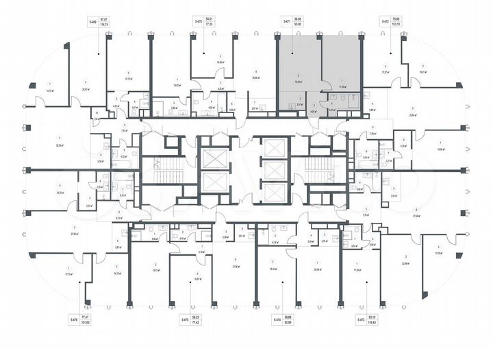 1-к. квартира, 50,1 м², 54/57 эт.