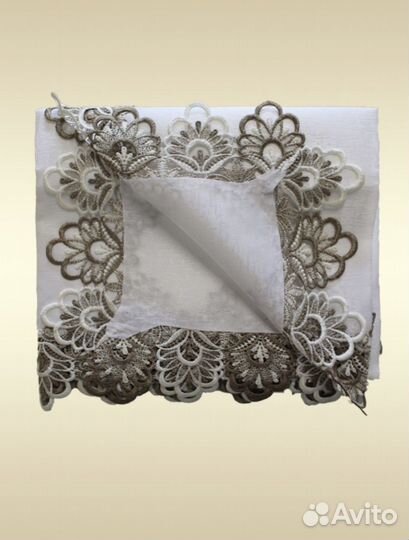 Скатерть с кружевом тефлон нарядная круг овал прям