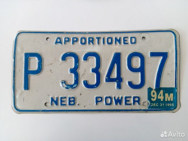 Автомобильный номер США. Небраска 1995г. Грузовик