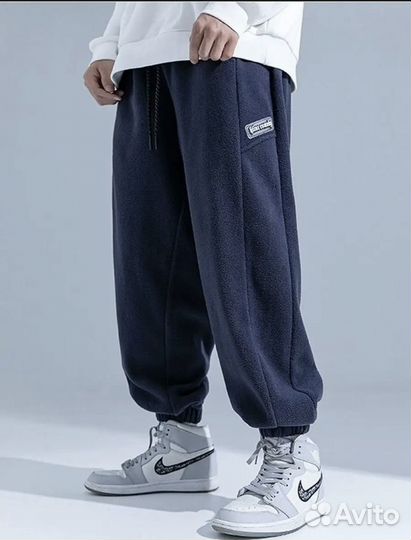 Штаны мужские флисовые брюки плюшевые джоггеры