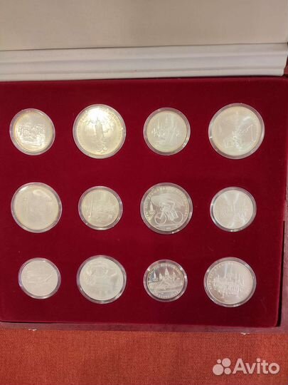 Серебряные монеты олимпиада80. Наборы 28шт.Ац