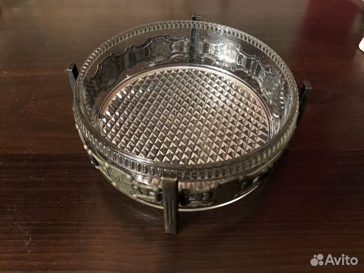 Конфетница с бронзовой оправой СССР