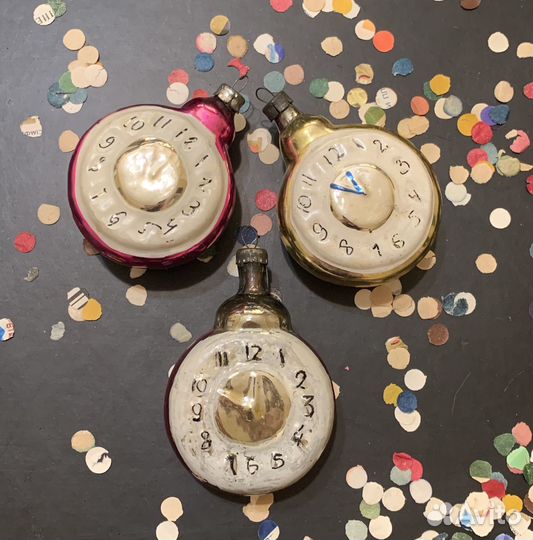 Часы и Ракушка елочная игрушка СССР