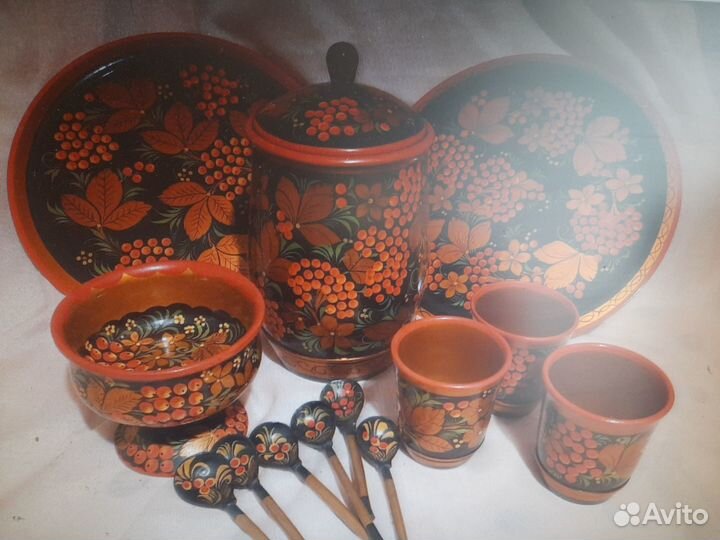 Набор деревянной посуды хохлома СССР