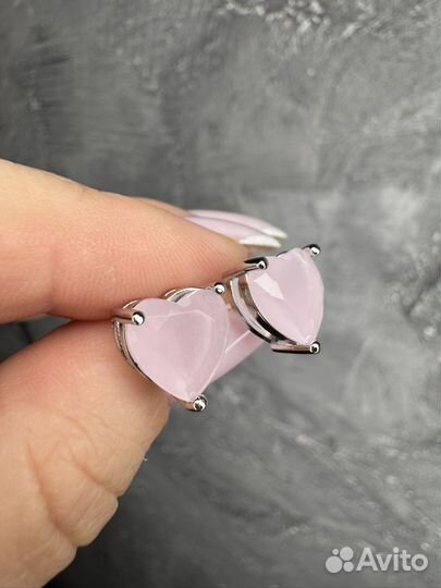 Серьги с розовым кварцем