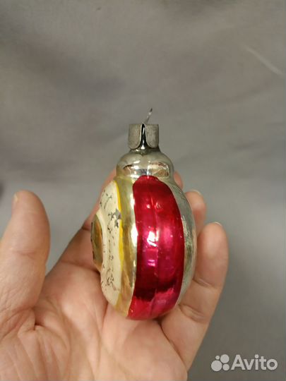 Елочная игрушка СССР Часы Стекло Подвеска