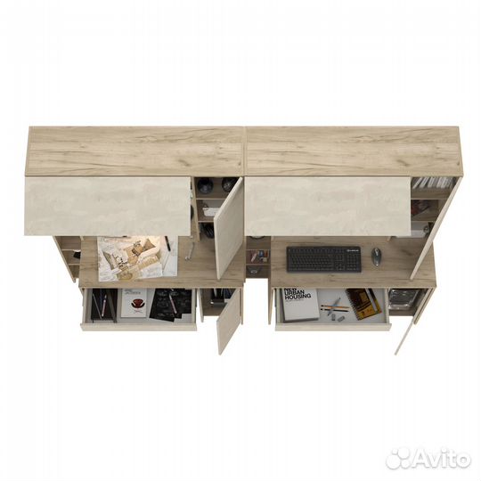 Два стола для домашнего офиса Mobi Комфорт 12.71 цвет дуб крафт серый/шёлковый камень