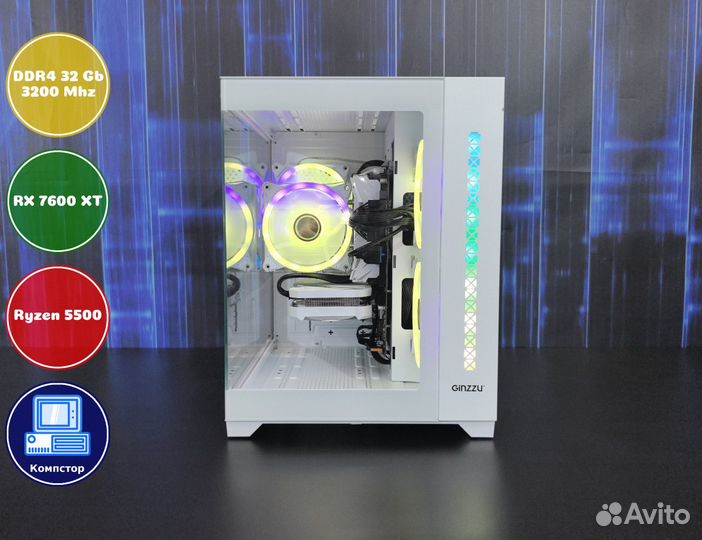 Игровой пк AMD5500-RX7600XT-32DDR4-CYN64750912-A520