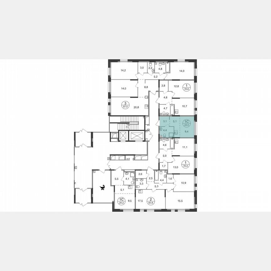 Квартира-студия, 22 м², 1/19 эт.