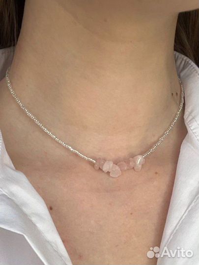 Чокер из бисера и кварца